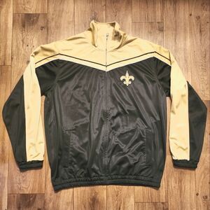 SAINTS NFL Track Jacket Full Zip Black Gold Size XL